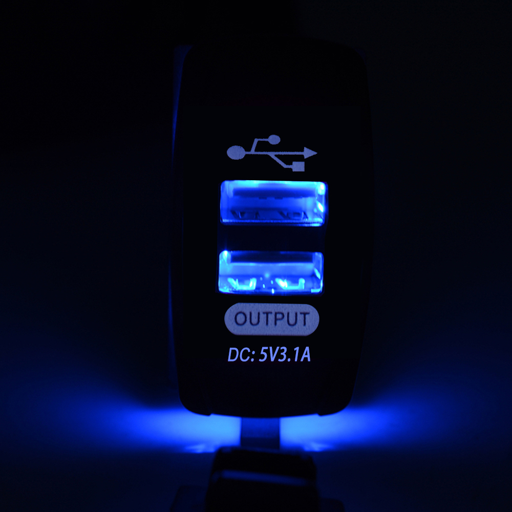 Car Charger 5V 3.1A Waterproof Dual USB Socket 12V-24V Fast Charging for Phone Motorcycle Boat Marine Truck Universal