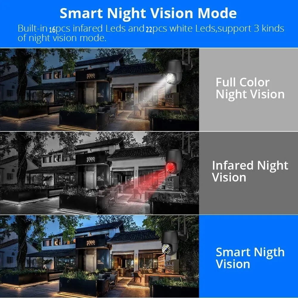 2MP PTZ Outdoor WiFi IP Camera 1080P H.265  Wireless 5X Digital Zoom Auto Tracking IR Night Vision Surveillance Security Camera