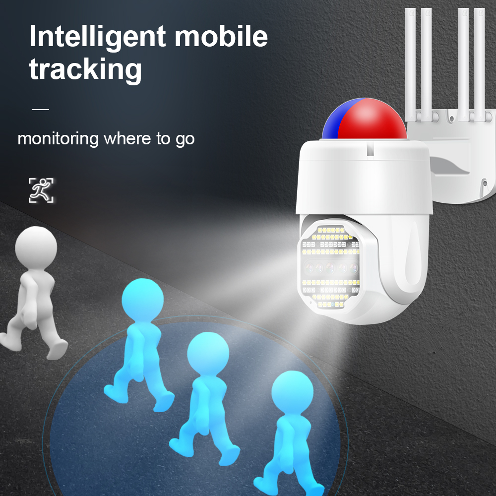 3MP PTZ 50X Zoom WiFi IP Camera WiFi Outdoor AI Human Tracking Security Camera CCTV Surveillance Siren Alarm Camera