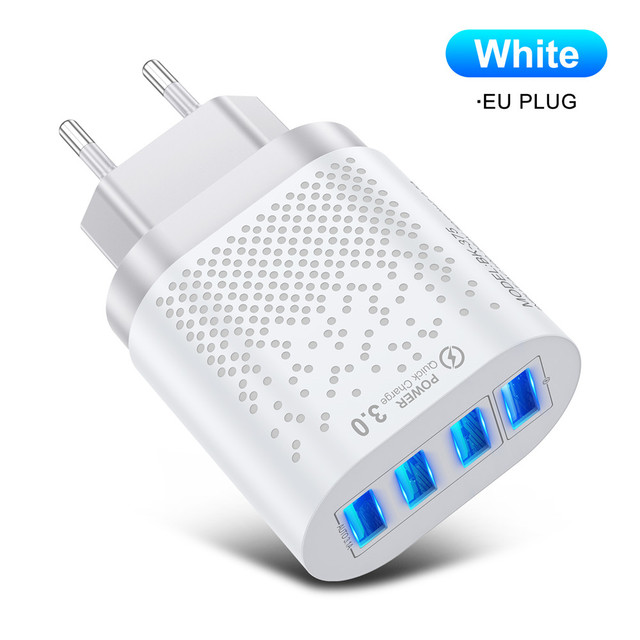 Portable 48W 4 USB Charger EU US Plug 5V 3A Fast Charging Wall Charger Adapter Mobile Phone For Iphone Ipad Mini Samsung Xiaomi