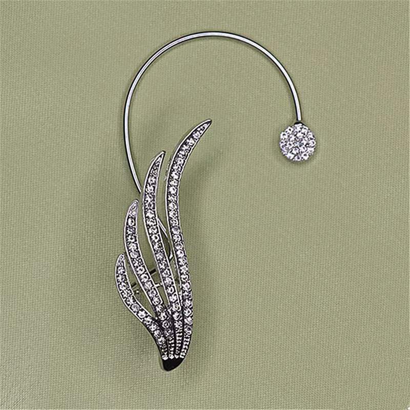 Flash drill wing ear clip no ear hole female simple cold wind ear hook advanced sense ear bone clip earrings