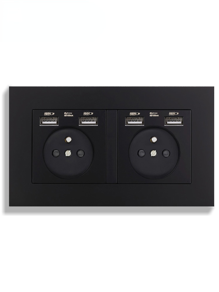 Standard USB socket panel , Double Outlet,16A Quality power panel AC 110~250V 146mm * 86mm,Double frame Wall USB Power Outlet