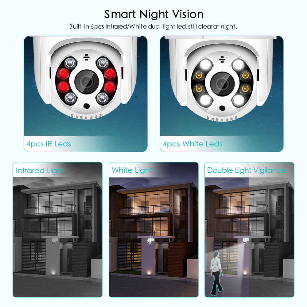 3MP PTZ WIFI IP Camera Outdoor 3MP Auto Tracking 4X Digital Zoom Wireless Security CCTV Camera Two Way Audio Home Surveillance