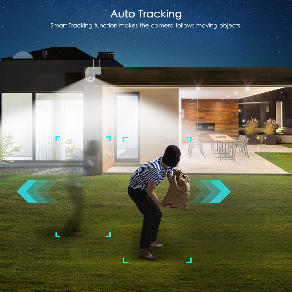 3MP PTZ WIFI IP Camera Outdoor 3MP Auto Tracking 4X Digital Zoom Wireless Security CCTV Camera Two Way Audio Home Surveillance