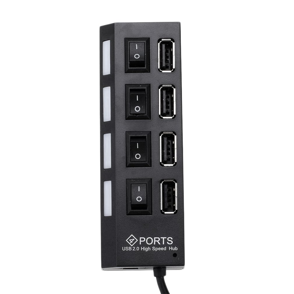 Plug and Play Slim & Light High Speed 4 Ports USB 2.0 Interface External Multi Expansion Hub with ON / OFF Switch