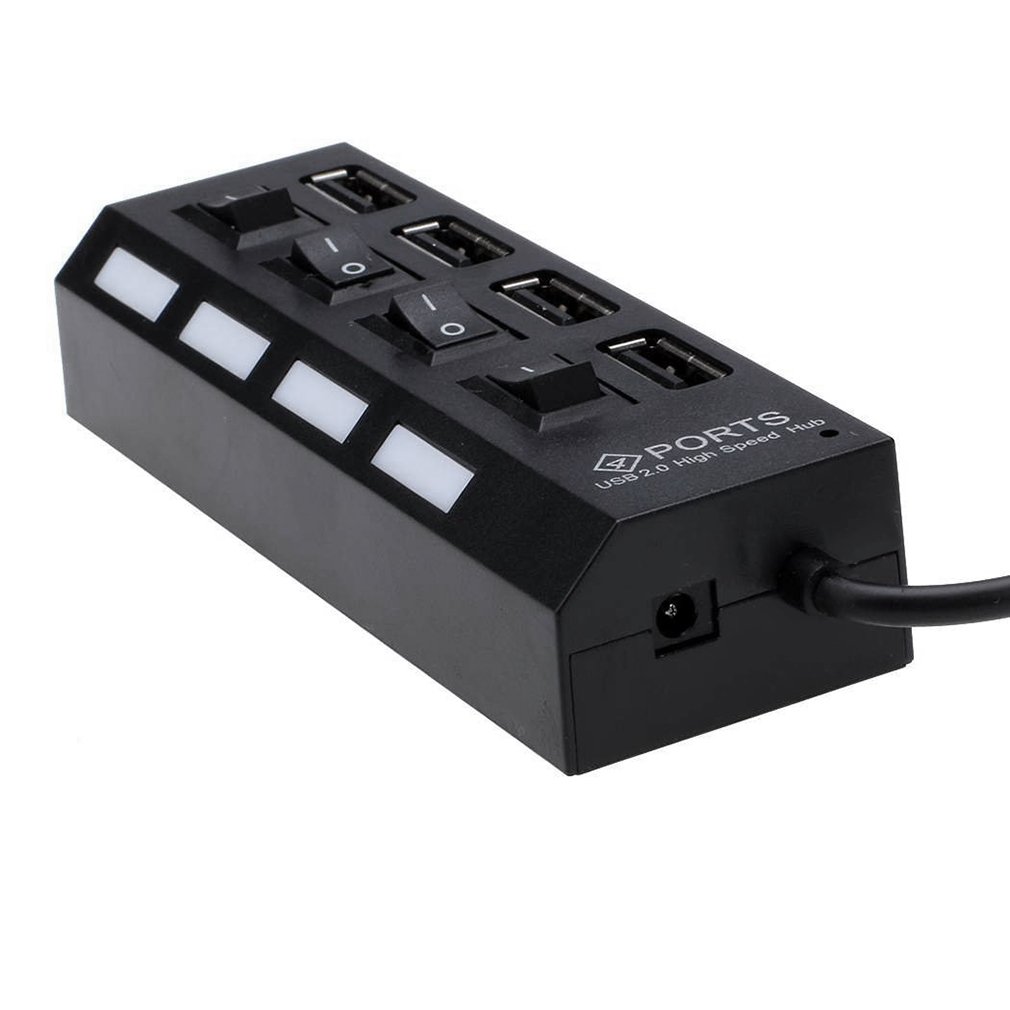 Plug and Play Slim & Light High Speed 4 Ports USB 2.0 Interface External Multi Expansion Hub with ON / OFF Switch
