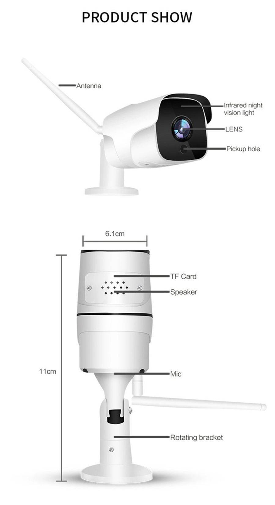 3MP Tuya Outdoor Wifi Camera WIFI Video Surveillance IP Camera IR Night Vision Smart Home Security Camera WIFI Wireless CCTV Cam