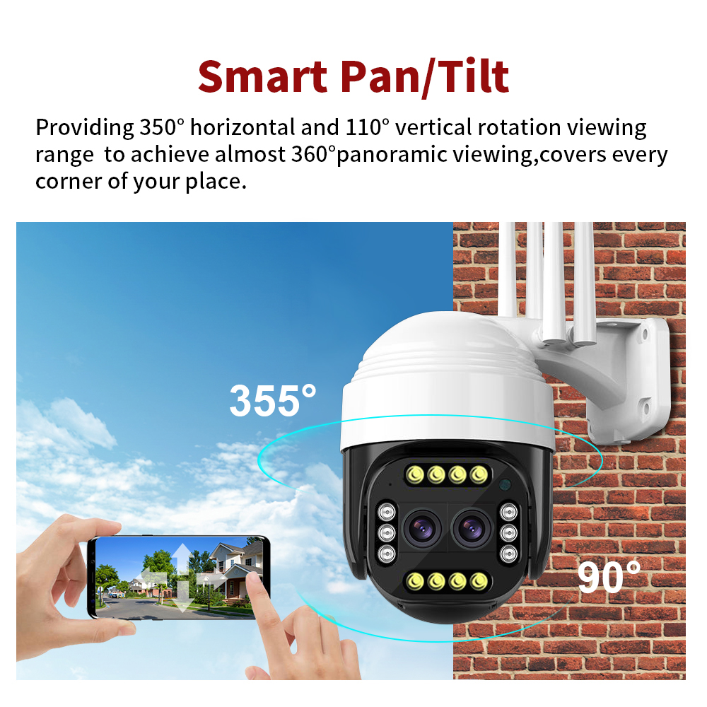 3MP IP Camera Wifi Dual Lens 4X Zoom PTZ Security Cam Surveilance PIR Motion Detection Night Vision WaterProof CCTV Cam
