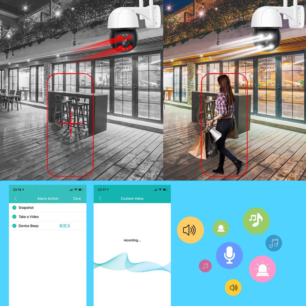 3MP Security IP Camera WIFI Auto Tracking 1080P HD Outdoor PTZ Camera Human Alarm Speed Dome Surveillance Two Way Audio H.265