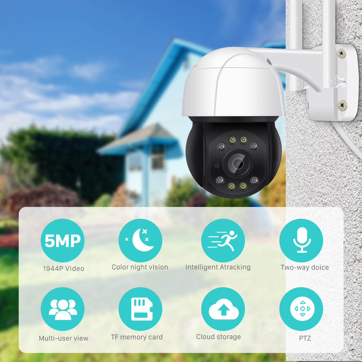 3MP Security IP Camera WIFI Auto Tracking 1080P HD Outdoor PTZ Camera Human Alarm Speed Dome Surveillance Two Way Audio H.265