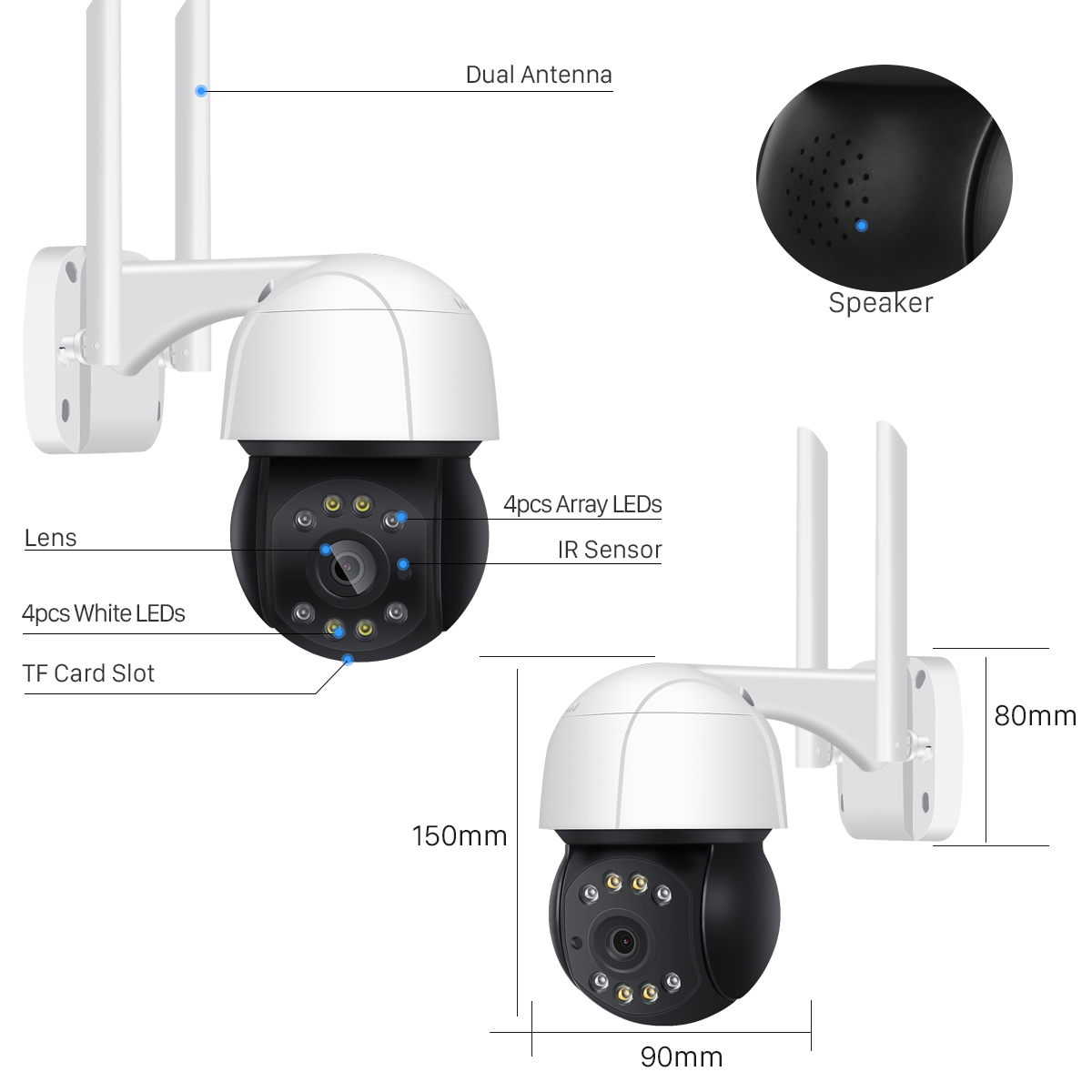 3MP Security IP Camera WIFI Auto Tracking 1080P HD Outdoor PTZ Camera Human Alarm Speed Dome Surveillance Two Way Audio H.265