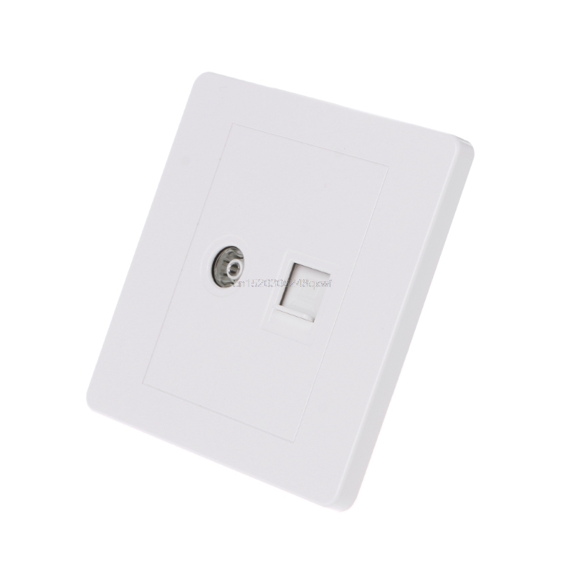 Network Adapter+TV Antenna Coaxial Wall Mount Output Faceplate Panel Socket