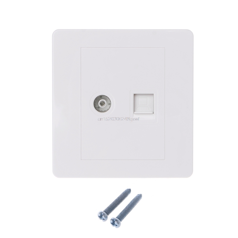 Network Adapter+TV Antenna Coaxial Wall Mount Output Faceplate Panel Socket