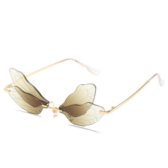 Personalized Dragonfly Sunglasses Vintage Dragonfly Steampunk glasses frameless gradient transparent lens