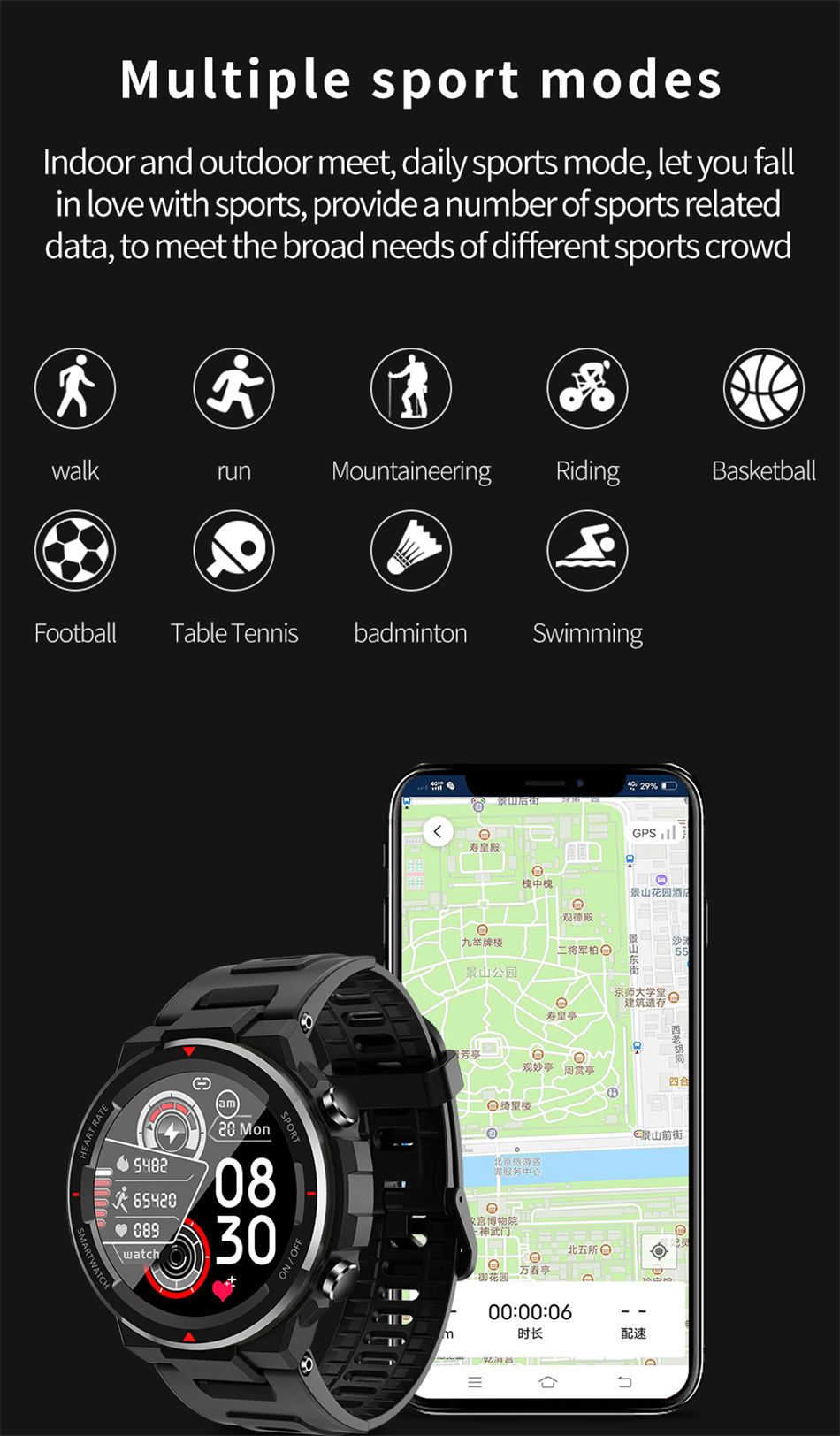 Smart Watch Men Women Full Touch Dynamic Heart Rate Monitor Multi-sports Mode Fitness Tracker Waterproof Smartwatch