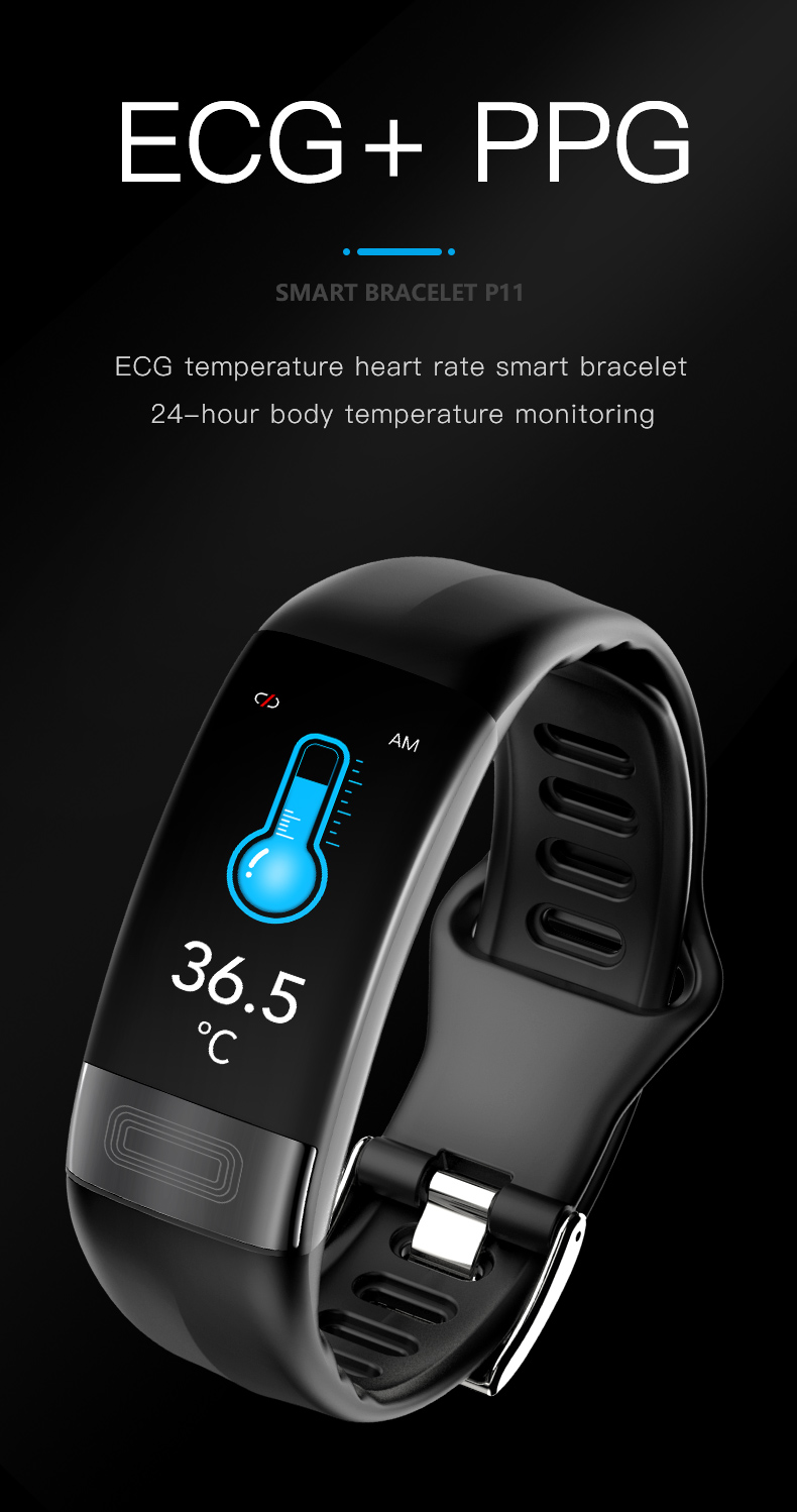 Smart Bracelet Body Temperature Monitoring Smart Wristband ECG PPG Smart Watch Heart Rate Blood Pressure Bracelet