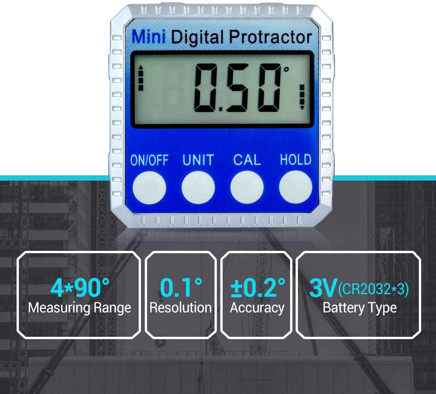 Mini Digital Protractor 4x90°High Precision Electronic Goniometer Inclinometer Digital Level Angle Finder Gauge Measurement Box