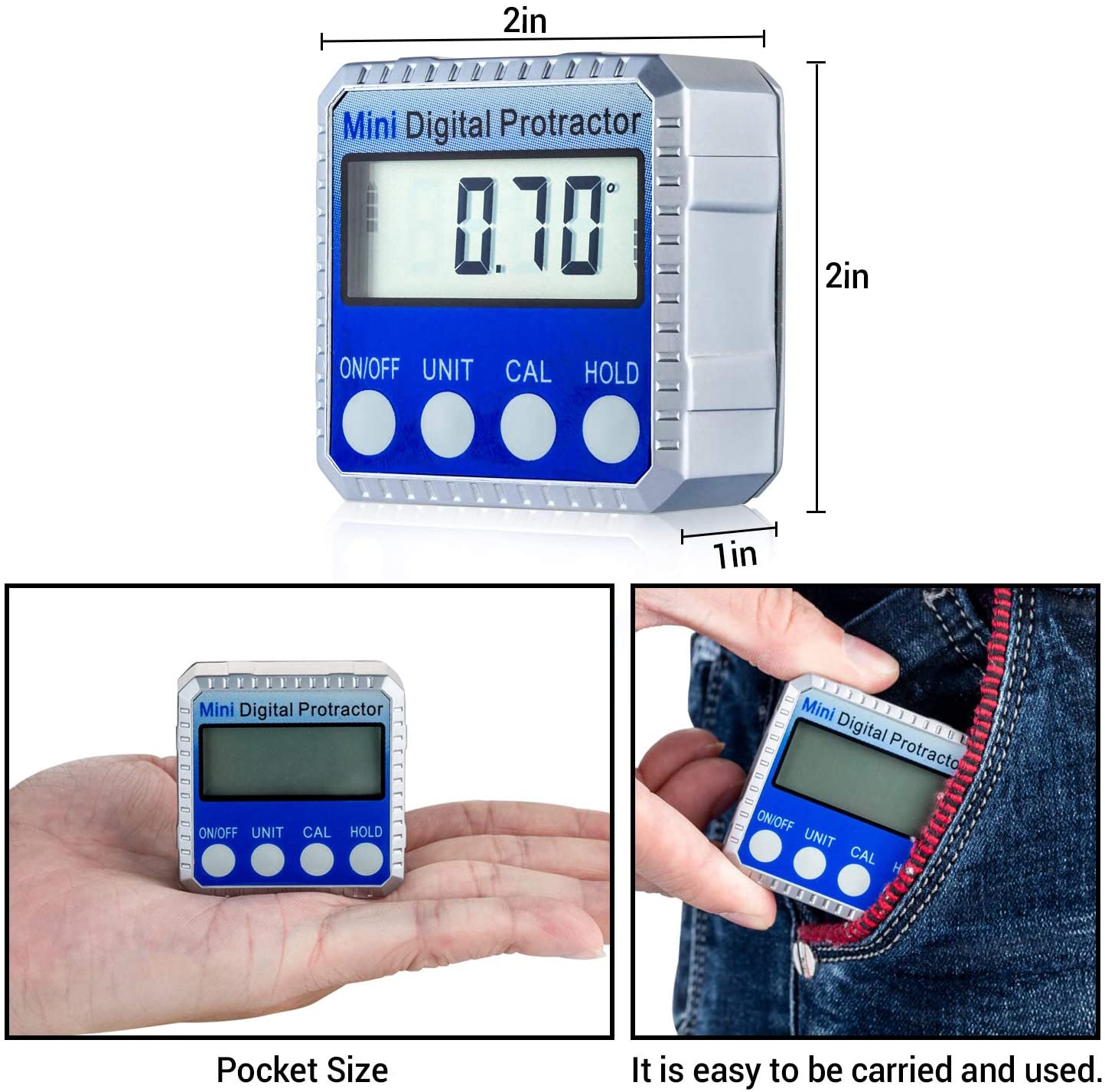 Mini Digital Protractor 4x90°High Precision Electronic Goniometer Inclinometer Digital Level Angle Finder Gauge Measurement Box