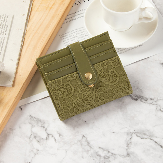 Small Wallet Female Short Korean New Style Simple Retro Folding Buckle Multi-card Position Compact Card Bag Coin Purse