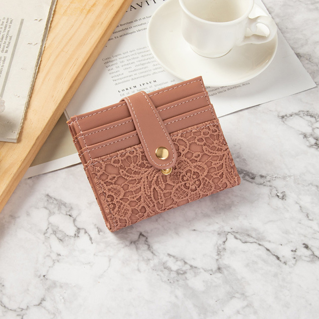 Small Wallet Female Short Korean New Style Simple Retro Folding Buckle Multi-card Position Compact Card Bag Coin Purse