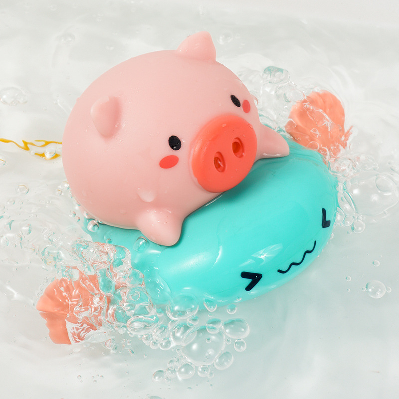 1PCS Cute Cartoon Animal Pull the bath toy pig Classic Baby Water Toy Infant Swim Turtle Wound-up Chain Clockwork Kids Toy