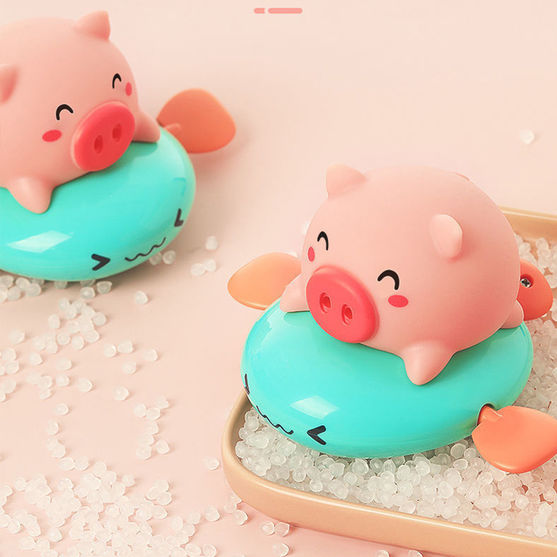 1PCS Cute Cartoon Animal Pull the bath toy pig Classic Baby Water Toy Infant Swim Turtle Wound-up Chain Clockwork Kids Toy