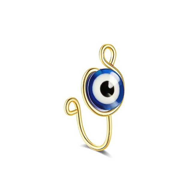 2Piece Evil Eye Stainless Steel Spiral Fake Nose Ring Cuff Non Piercing Nose Ring Clip On Fake Nose Piercing Jewelry Ear Clip