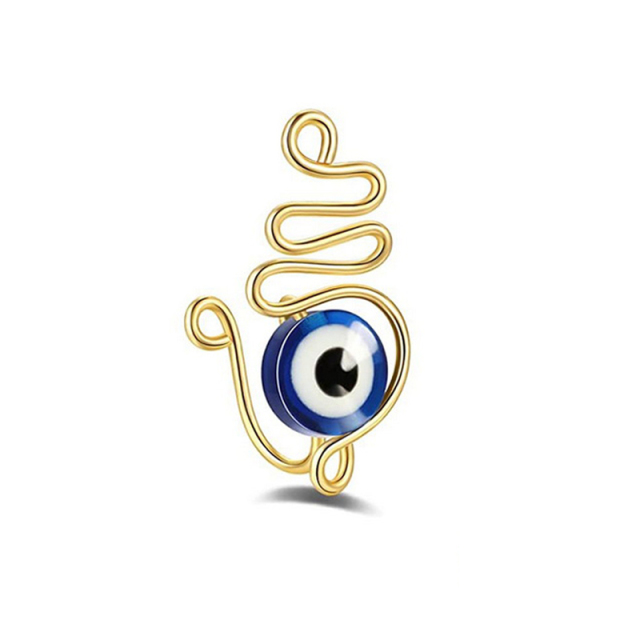 2Piece Evil Eye Stainless Steel Spiral Fake Nose Ring Cuff Non Piercing Nose Ring Clip On Fake Nose Piercing Jewelry Ear Clip