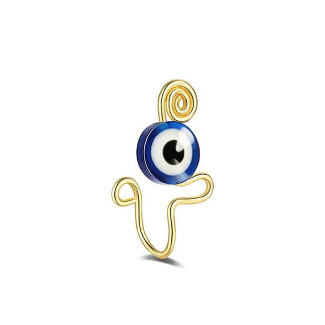 2Piece Evil Eye Stainless Steel Spiral Fake Nose Ring Cuff Non Piercing Nose Ring Clip On Fake Nose Piercing Jewelry Ear Clip