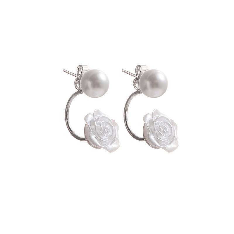 Fairy pearl flower earrings girl rose temperament all-match earrings earrings mosquito coils ear clips