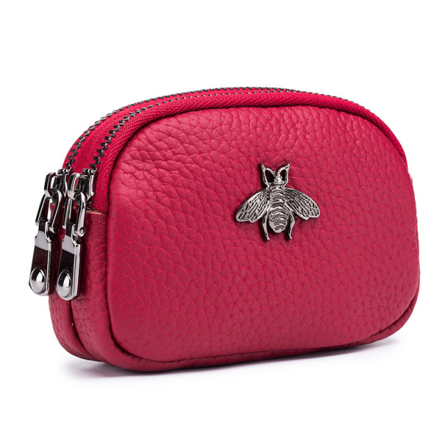Small Leather Coin Purse Cute Female Coin Purse Double Zipper New Coin Purse Mini Coin Purse Money Bag Wallets for Women