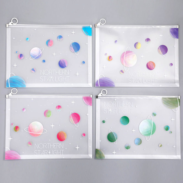 4pc Transparent Document Organizer Bag A4 Plastic PP File Folder Multifunction School Office Storage Creative Zipper Case Pouch