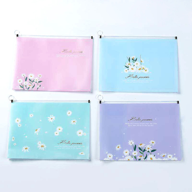 4pc Transparent Document Organizer Bag A4 Plastic PP File Folder Multifunction School Office Storage Creative Zipper Case Pouch