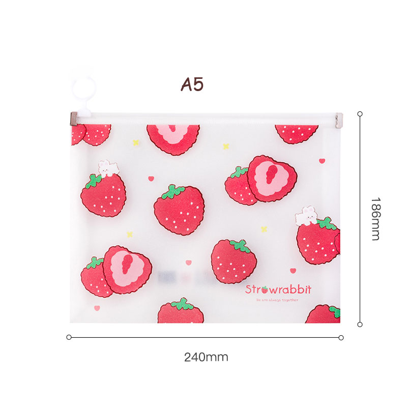 Strawberry Rabbit A5 File Folder Big Capacity File Pocket Document Organizer Holder Storage Bag School Stationery