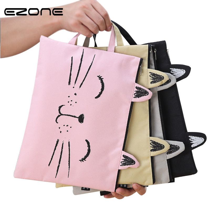 A4 Cat Canvas Bag Fabric File Folder Document Bag Briefcase Paper Storage Organizer Bag Office School Supplies