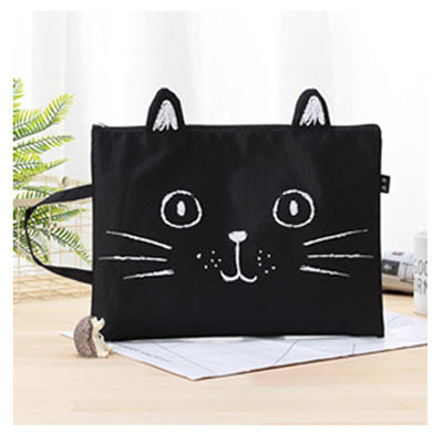 A4 Cat Canvas Bag Fabric File Folder Document Bag Briefcase Paper Storage Organizer Bag Office School Supplies