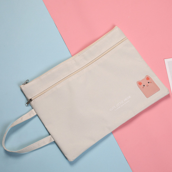 2pc A4 Size File Folder Bag Documents Stationery Books Storage Bag Pouch School Office File Holder Zipper Bag