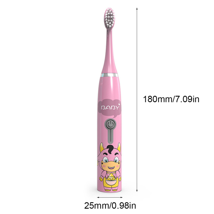 Sonic Electric Toothbrush Soft Bristles for Children Battery Powered Waterproof Tooth Whitening brush with Toothbrush Heads