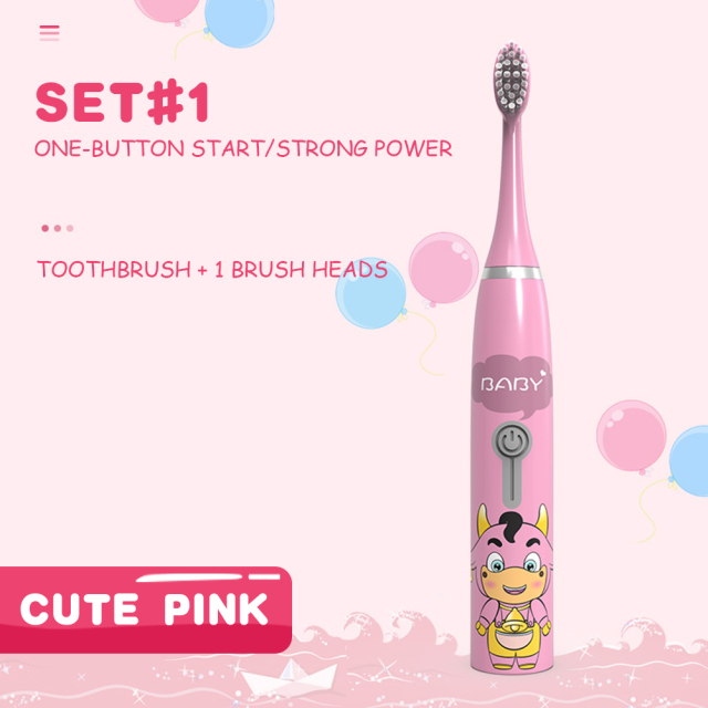 Sonic Electric Toothbrush Soft Bristles for Children Battery Powered Waterproof Tooth Whitening brush with Toothbrush Heads