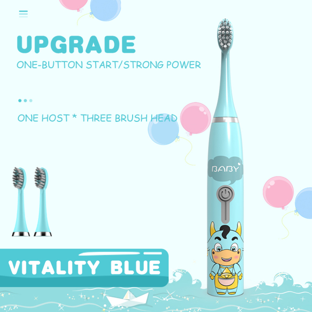 Sonic Electric Toothbrush Soft Bristles for Children Battery Powered Waterproof Tooth Whitening brush with Toothbrush Heads