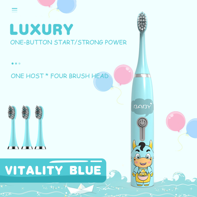 Sonic Electric Toothbrush Soft Bristles for Children Battery Powered Waterproof Tooth Whitening brush with Toothbrush Heads