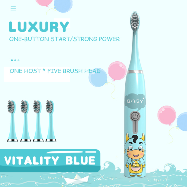 Sonic Electric Toothbrush Soft Bristles for Children Battery Powered Waterproof Tooth Whitening brush with Toothbrush Heads