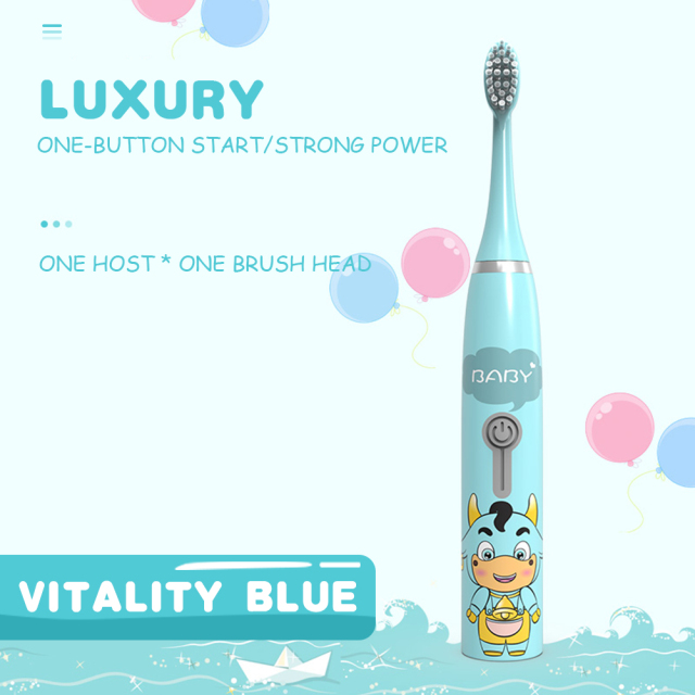 Sonic Electric Toothbrush Soft Bristles for Children Battery Powered Waterproof Tooth Whitening brush with Toothbrush Heads