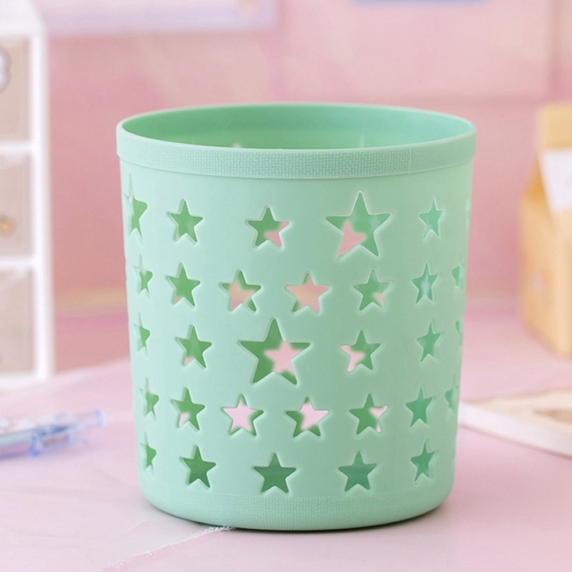Creative Hollow Stars Pencil Pot Holder Brush Storage Container Desk Organizer Plastic Stationery Pen Holder Office Supplies