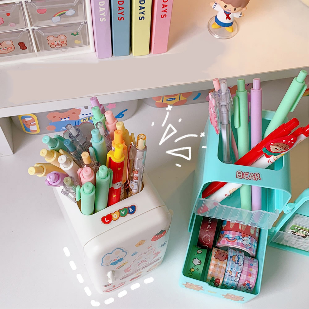 Kawaii Organizer Refrigerator Pen Holder Student Cute Large-capacity Desktop Organizer Storage Creative Tube Sweet Pencil Case