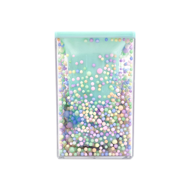 Creative Desktop Large Capacity Squar Shape Pencil Case Cute Foam Ball Style Transparent Pen Holder Decoration Storage