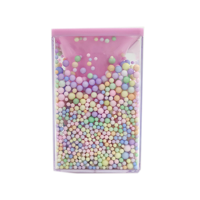 Creative Desktop Large Capacity Squar Shape Pencil Case Cute Foam Ball Style Transparent Pen Holder Decoration Storage
