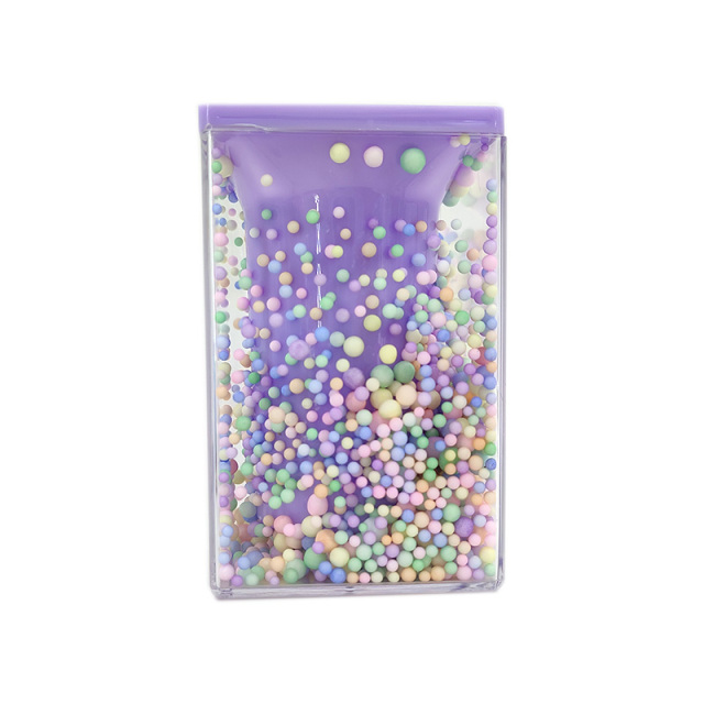 Creative Desktop Large Capacity Squar Shape Pencil Case Cute Foam Ball Style Transparent Pen Holder Decoration Storage