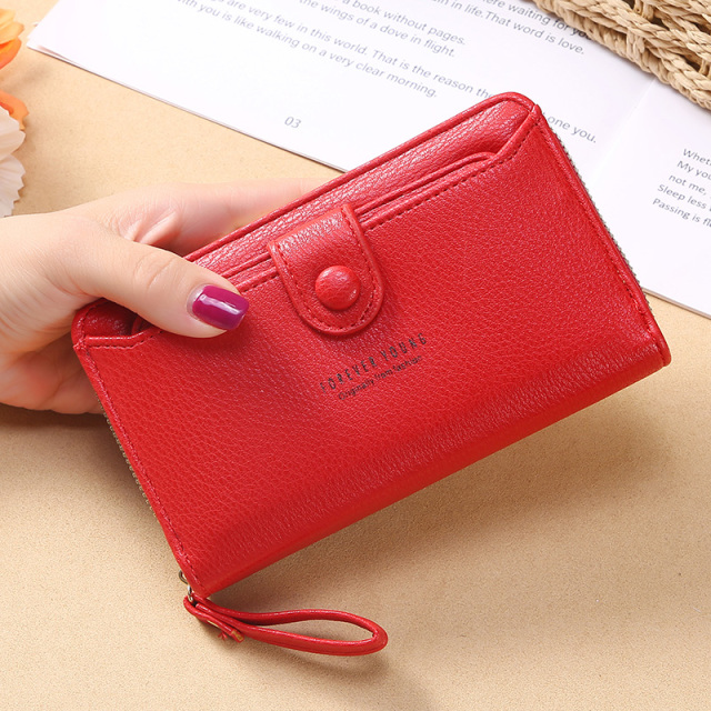 New Fashion Zipper & Hasp Money Clips Women`s Wallet Solid Color Leather Clutch Lady Photo Card Holder Female Coin Purse New