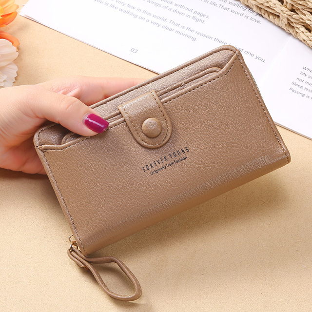 New Fashion Zipper & Hasp Money Clips Women`s Wallet Solid Color Leather Clutch Lady Photo Card Holder Female Coin Purse New